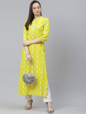 mokshi  Women Printed Viscose Rayon Straight Kurta