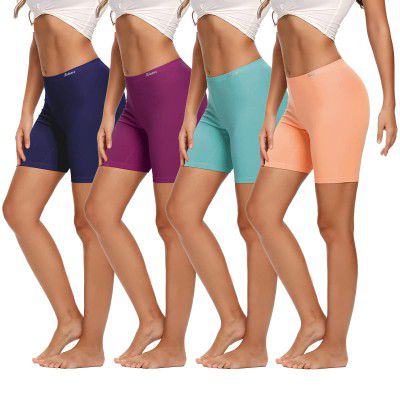 Molasus Womens Cotton Boxer Shorts Underwear Anti Chafing Bike Shorts (Pack of 6)