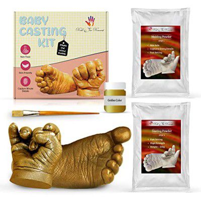 Mold Your Memories Baby Casting kit for baby hand and foot Impression. Molding and casting powder for 2 hand and 2 feet up to 24 Months. Baby gifting, newborn, baby shower