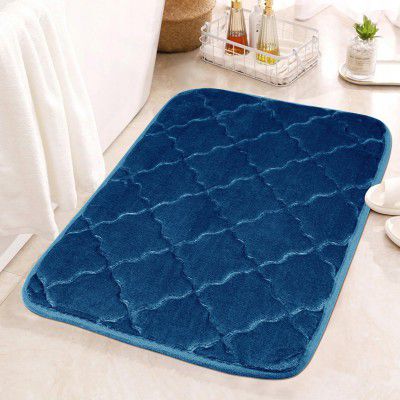 MollisHomes Anti-Skid Memory Foam Bath mats (60x40cm Blue Quatre)