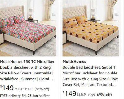 MollisHomes Double Bedsheet Starts 149*