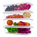 MollisHomes Fridge Storage Boxes - Set Of 4 With Drain Tray, Stackable Plastic Container | 1.5l Capacity, Transparent White, Ideal As Fridge Storage Containers, kitchen food storage container for home...