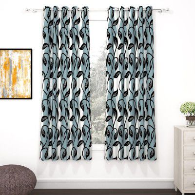 MollisHomes Window Curtains 5 Feet Long Set of 2 | (118 x 152 cm, Black) 