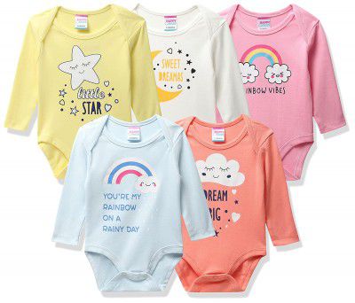 Moms Love HF FS Written QUTATION P05 Girls INF Bodysuit Regular Baby and Toddler Sleepers (Pack of 5)