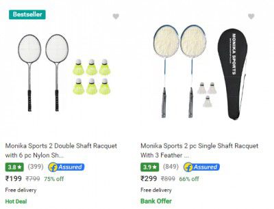 Monika Sports Badminton Kits Starting @ ₹199/-