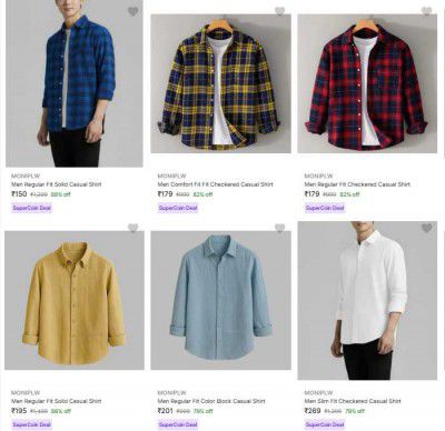 Upto 88% OFF - Moniplw Mens Casual Shirts at 159