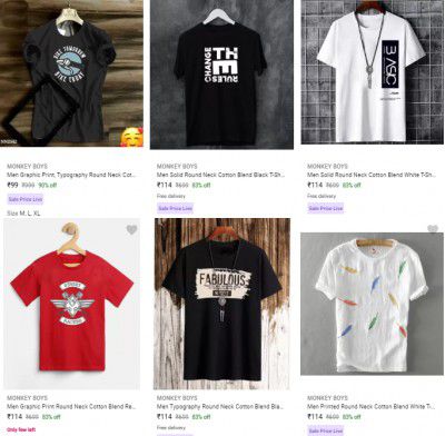 Monkey Boys Mens T Shirts Starts ₹99