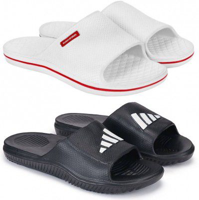 Monoction  Combo pack of 2 Home slipper II BathroomIIWalking for men Flip Flops  (Black, Grey 10)