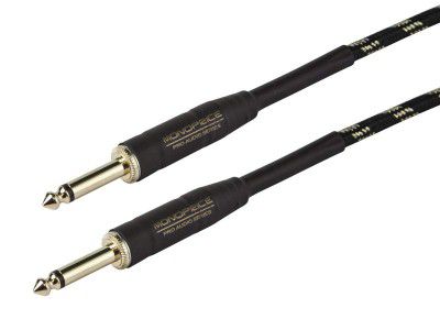  Monoprice 15ft Cloth Series 1/4 inch (1.07 cm) TS Male 20AWG Instrument Cable - Black & Gold