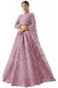 Monrav Women's Net Embroidered Semi-Stitched Lehenga Choli(Pink_Free Size)...