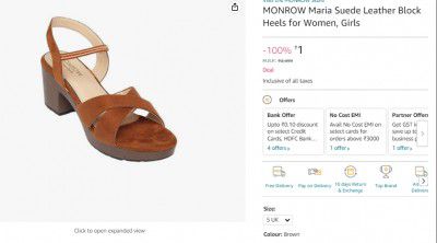 MONROW Maria Suede Leather Block Heels for Women, Girls