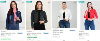 Montrez Womens Jackets Upto 93% Off | starts ₹100
