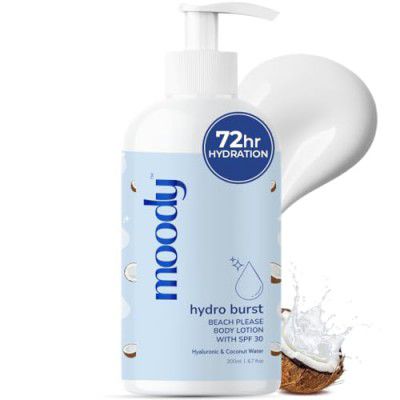 Moody Hydro Burst Beach Please Body Sunscreen Lotion SPF 30 with Ceramide | Quick-Absorbing | Suitable For All Skin Types, 200ml