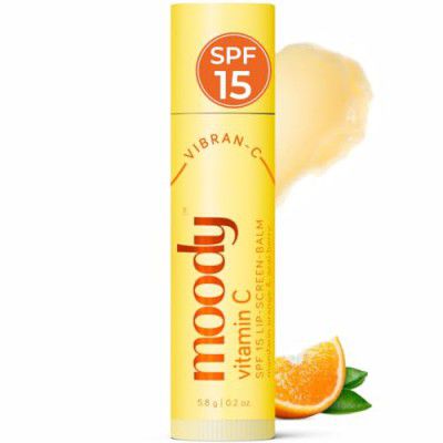 Moody Vitamin C Lip balm With SPF 15 with Mandarin Orange & Acai Berry Oil, Softens, Smoothens & Protects Dry Chapped Lips for Women & Men (5.8 g)
