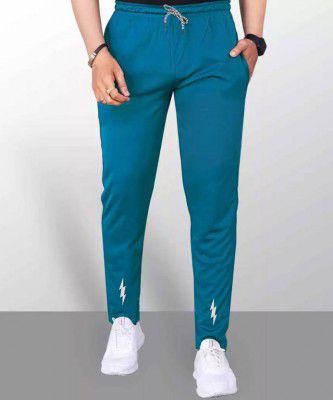 MOONVELLY  Men Solid Blue Track Pants