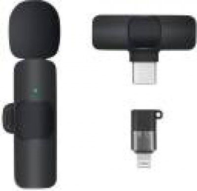 MOOZMOB Professional Grade K8 Wireless Collar Mic Youtube and Recording Type C Smartphones and Lightning Port iOS Phone Wireless Collar Microphone  (Black)