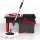 Mop with Bucket- UPC Upgraded Hands-Free Squeeze Microfiber Flat Spin Mop  (Transformer Mop-Black)...