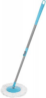 Mopkart Floor Cleaner Mop Stick Rod Stainless Steel Mop Handle with 1 Microfiber Head Mop Head and Rod (Blue, Steel 1.27 m)