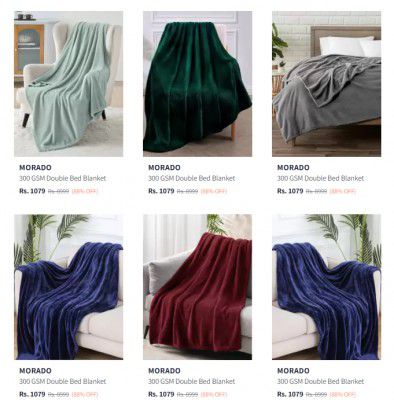 Morado 300 GSM Double Bed Blanket Starting Rs.1079