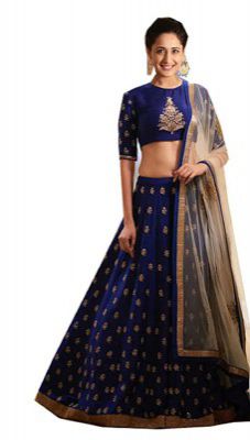 Mordenfab Womens Blue Embroidered Work Semi Stictehd Lehenga Choli