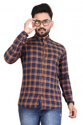 More & More Men's Checkered Slim fit Casual Shirt