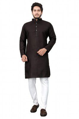 More & More Men's Cotton Blend Straight Kurta