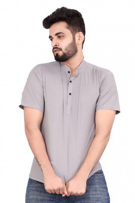 More & More Men's Printed Digital Print Casual Shirt (1_Grey