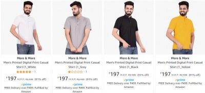 More & More Men's T-shirts Starts at ₹197 | Upto 91% Off