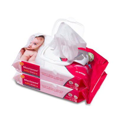 Morisons Baby Dreams Baby Wipes 72's Combo with lid - Pack of 2 (144 Wipes)