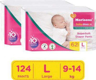 Morisons Baby Dreams Super Soft Diaper Pants - L  (124 Pieces)