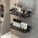 MorivaHomes Multipurpose Self-Adhesive Aluminium Bathroom Wall Mounted Storage Organizer Shelf Holder/Rack/Bathroom Accessories (Pack of 2, Black)...
