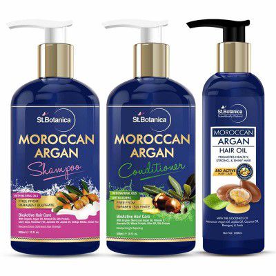 St.Botanica MOROCCAN ARGAN SHAMPOO + CONDITIONER + HAIR OIL