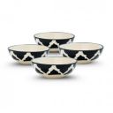 Moroccan Print Black Ceramic Chutney & Dip Bowl Set of 4 (75ml Each)...