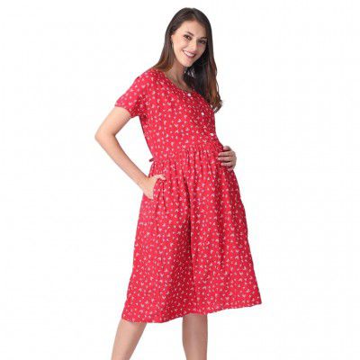 Morph Maternity | Nursing Dresses for Women Feeding | with Hidden Double Side Vertical Zip for Easy Breastfeeding | Fits During Pregnancy & Post Pregnancy | Soft Cotton | Back Tie to Adjust
