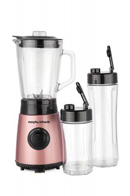 Morphy Richards Blendexpert 3 Glass Jars Blender, 400 W Powerful Copper Motor, 25000 RPM, 2 Smoothie Jars with Flip Lid Top, Stainless Steel Body, Rose Gold
