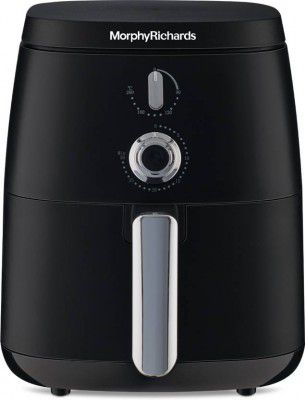 Morphy Richards Classic Knob Control, Non-Stick Coated Basket, Black Air Fryer (5 L)