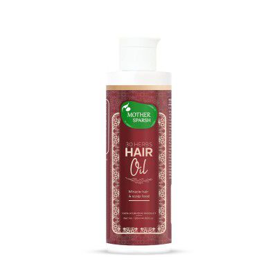 Mother Sparsh 30 herbs Hair Oil for Dry & Damaged Hair | Made with Jabapushpa, Karipatta & Reetha | Strengthen hair and control hair fall - For All Hair Types | No Parabens & Sulphates - 120 ML