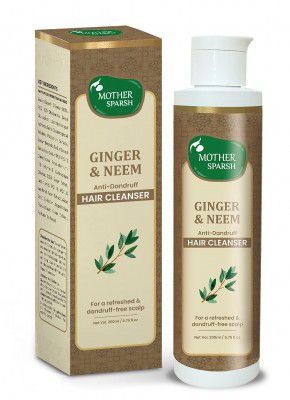 Mother Sparsh Ginger & Neem Anti-Dandruff Hair Cleanser | Helps Controls Dandruff | Soothes Itchy Scalp | Prevents Fungal Growth | For Men & Women | 200ml