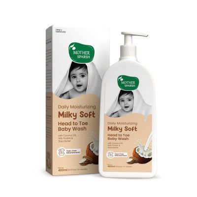 Mother Sparsh Milky Soft Head to Toe Baby Wash & Baby Shampoo-400ml with Milk Protein & Shea Butter