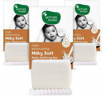 Mother Sparsh Moisturizing Baby Bathing Soap Bar - (3 x 75 g), Milk, Coconut Oil and Vitamin E