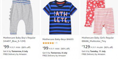 Mothercare Baby Clothing Starts ₹99 | Upto 90% Off