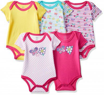 Mother's Choice Baby Girls' Regular Fit Romper Suit (Pack of 5)(Colors & Print May Vary)