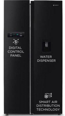 MOTOROLA 584 L Frost Free Side by Side Refrigerator with Water Dispenser (Black, 584MS025MRBD)