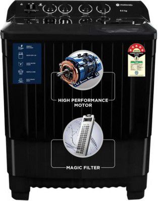 MOTOROLA 8 kg 5 star rating Midnight Series Semi Automatic Top Load Washing Machine Black  (MTSA805NNNDB)