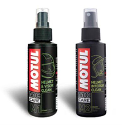 Motul Helmet Care Kit -Helmet Visor & Interior Cleaner Spray with Bactericide Sanitizer|100ml Each|Suitable for All Helmets