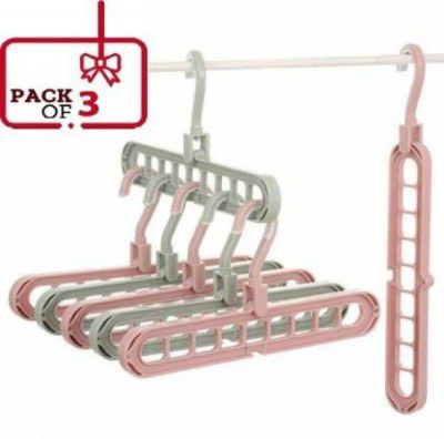 MOUNTHILLS Multipurpose Non Slip Portable Folding Hanger For Cloth Set - 3