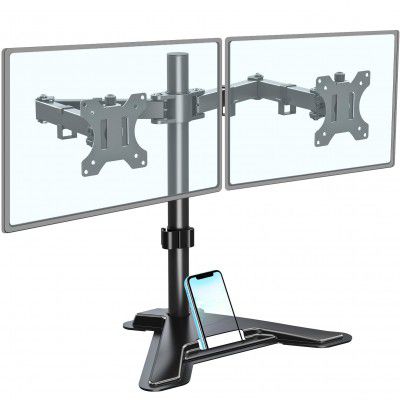 MOUNTUP Dual Monitor Desk Mount - Free Standing & Height Adjustable Monitor Support, Steady VESA Mount Computer Monitor Stand, MU1002