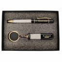 MOXTER Personalized Name Engraved Metal Ball Pen&Key Chin Gift Set For Gifting With Box,Name Printed On Body Pack Of 1,Blue...
