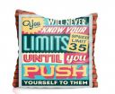 MOZIX Motivational Quotes Know Your Limits Printed Micro Super Shine Satin Cushion Cover Without Filler (16 X 16 inch)...
