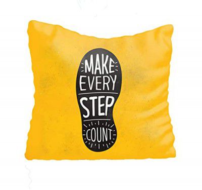 MOZIX Motivational Quotes Make Every Step Count Printed Micro Super Shine Satin Cushion Cover Without Filler (16 X 16 inch)